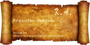 Kreisler Ambrus névjegykártya